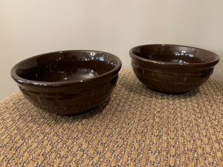 Longaberger Pottery Cereal Bowls Set Of 2 Brown