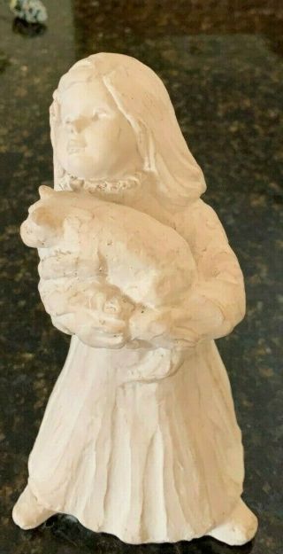 Austin Dee Crowley Figurine " Little Girl With Her Cat " Bright Eyes 1987