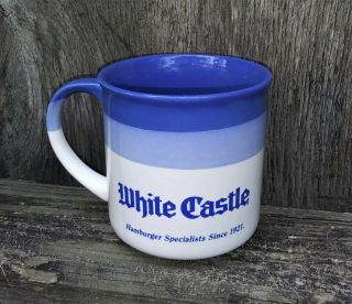 Vintage White Castle Hamburger Blue White Coffee Mug Cup
