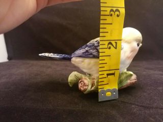 Cute Small Yellow and Blue Ceramic Porcelain Bird Figurine on Branch with Flower 5