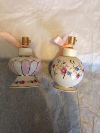 2 An Irice Product Ceramic Perfume Bottles Atomizer Container Handpainted