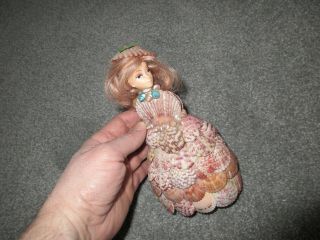 Vintage Shell Art Doll Southern Lady - - Sweet - 8 " Tall