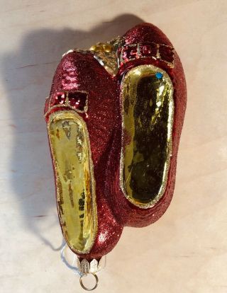 Kurt Adler/polonaise Glass Ruby Slippers Ornament From Wizard Of Oz