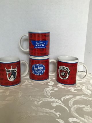 Ford Advertising Coffee Cups Set Of 4 Official License Product