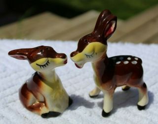Vintage Standing And Sitting Deer Salt And Pepper Shakers -