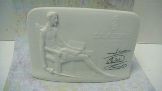 Vtg 1985 Lladro Collectors Society Signed Don Quixote Plaque Shell Back Spain