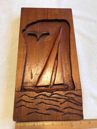 Vintage One Of Kind Custom Wood Carved Nautical Sailboat/ship Folk Art