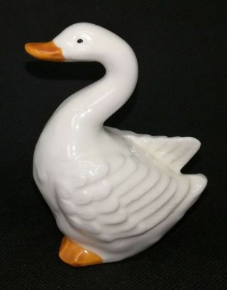 Vintage Goose Porcelain China Figurine Duck Swan White Orange Usa