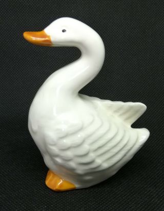 Vintage Goose Porcelain China Figurine Duck Swan White Orange USA 2