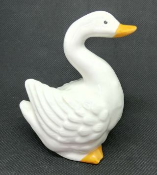 Vintage Goose Porcelain China Figurine Duck Swan White Orange USA 4