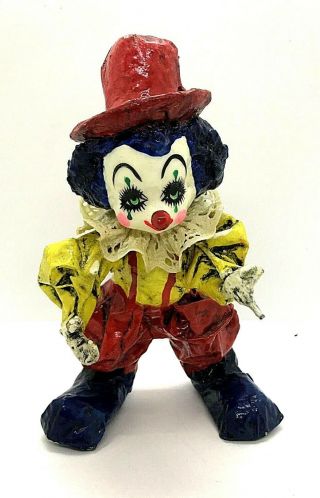 Vintage Paper Mache Hand Painted Clown Mexico