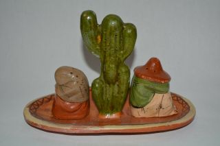 Vintage Mexican Couple Sleeping Siesta With Cactus Stand