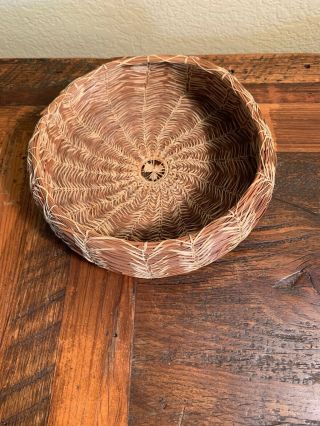 Vintage Native Tribal Hand Woven Pine Needle Basket 7.  5 Inches