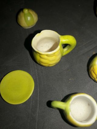 Miniature Tea Set CORN COB 10 Piece cup,  saucer,  teapot,  creamer,  sugar,  tray 3