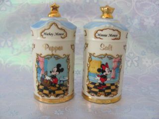 Disney Lenox Salt And Pepper Shakers Mickey Mouse Minnie 1997 Porcelain
