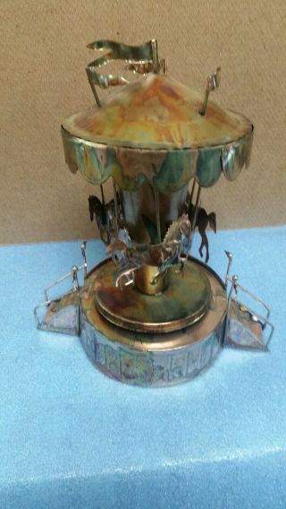 Carousel.  Vintage Music Box - - Spins & Plays " Let Me Call You Sweetheart ".  Copper