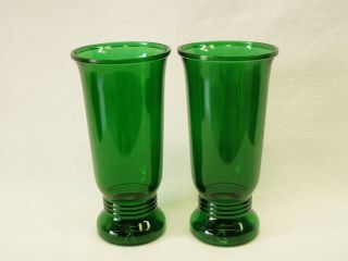 Vintage Glass Flower Vases Emerald Green Napco 1168 Art Deco 9.  5 " T