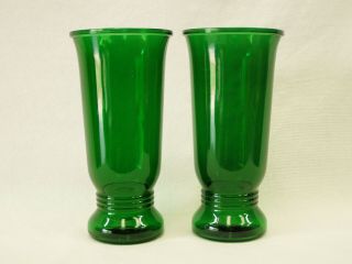 Vintage Glass Flower Vases emerald green Napco 1168 Art Deco 9.  5 