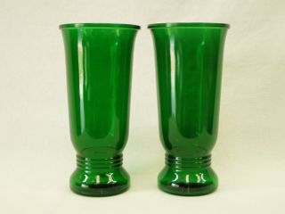Vintage Glass Flower Vases emerald green Napco 1168 Art Deco 9.  5 