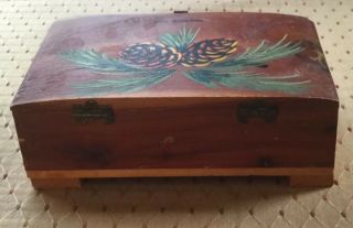 Hand Painted Vintage Small Pine Box / Jewlery Box “Pine Valley,  Calif” Pinecone 4
