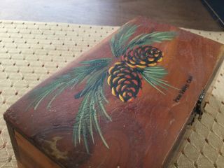 Hand Painted Vintage Small Pine Box / Jewlery Box “Pine Valley,  Calif” Pinecone 5