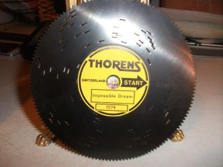Vintage Thorens Metal Music Box Disc - Impossible Dream 3
