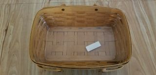 Longaberger 2000 Large Rectangle Basket With Wood Handles And Protector