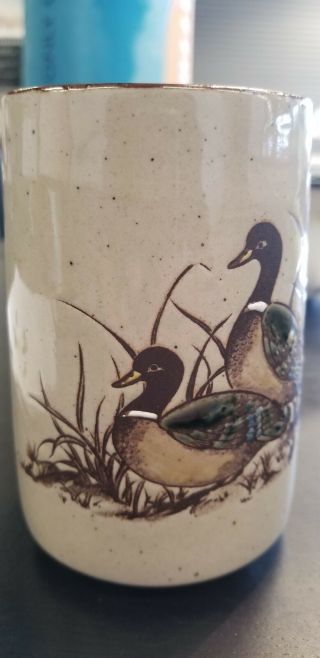 Vintage Otagiri Mug With Ducks Embossed Birds Coffee Cup Japan