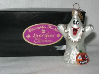 Christopher Radko Halloween Glass Ornament Little Gems Boo Who? Ghost Box W/lid