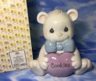 Adorable Vintage Precious Moments Teddy Bear Cookie Jar Heart 353418 W/ Box