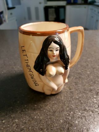 Vintage Risqué Nude Naked Lady Woman 14 Oz.  Ceramic Coffee Cup Mug Novelty