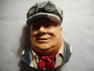 Vintage Bossons Head Chalkware Wall Hanging.  Needs Touch Up.  Car Driver
