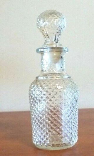 Vtg.  Avon Clear Glass Hobnail Apothecary Decanter Bottle Marked 13 6 0z Stopper