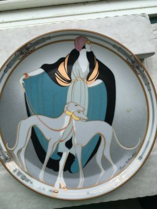 Flapper With Greyhounds Art Deco Style In Motion Collector Plate Mara Mcdonald