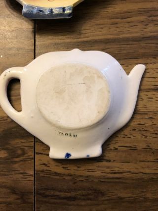Vtg 50’s (4) Teabag Holders Teapots With Face I WILL HOLD THE TEA BAG Japan 3