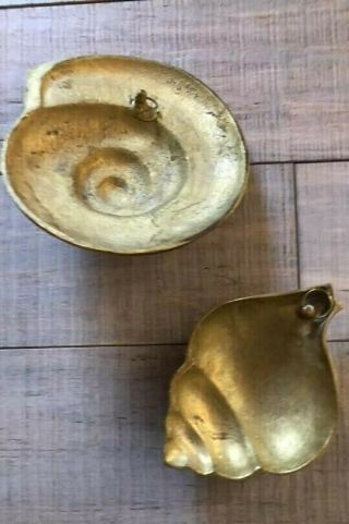 Vintage Brass Nautical Shell Wall Hangings,  Set of 2 for Beach or Boat House 2