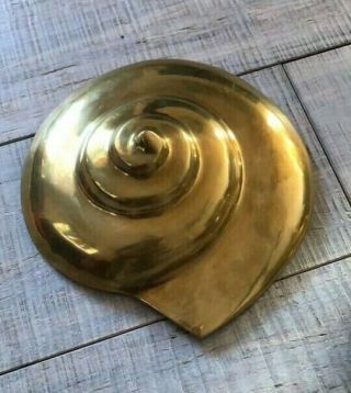 Vintage Brass Nautical Shell Wall Hangings,  Set of 2 for Beach or Boat House 3