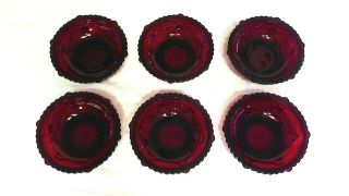 VINTAGE RUBY RED GLASS CAPE COD BOWLS SET OF 6,  AVON & 2