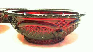 VINTAGE RUBY RED GLASS CAPE COD BOWLS SET OF 6,  AVON & 3