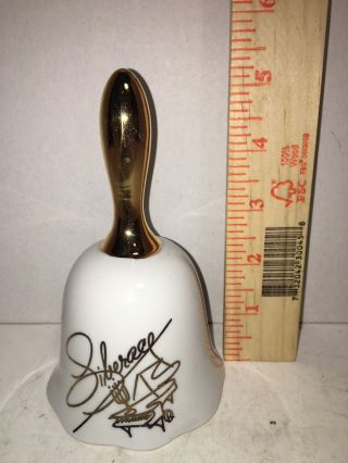 Liberace Signature Porcelain Souvenir Bell With Gold Handle And Gold Autograph