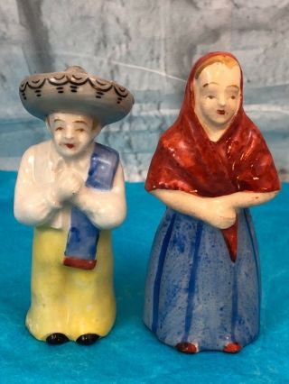 Vintage Hispanic Spanish Man Woman Ceramic Salt Pepper Shakers Collectibles