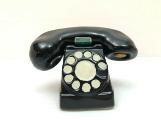 Vtg Salt Pepper Shakers Telephone Black Rotary Dial Mid Century Kitsch Japan