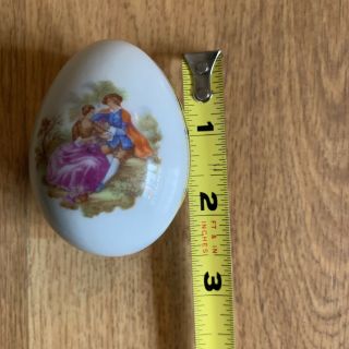 Trinket Box Egg Shape Teissonniere Limoges France Courting Victorian Porcelain 2