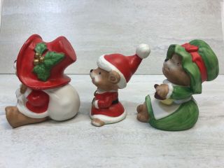 Vintage Homco 5600 Set of 3 Christmas Bear Family Ceramic Figurines,  3 