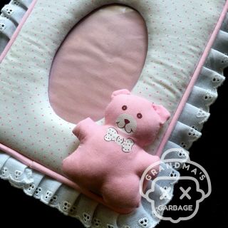 Vtg Kawaii (pink Teddy Bear Frame) Plush Russ Lace Fairy Kei Baby 3.  5x5 1980 
