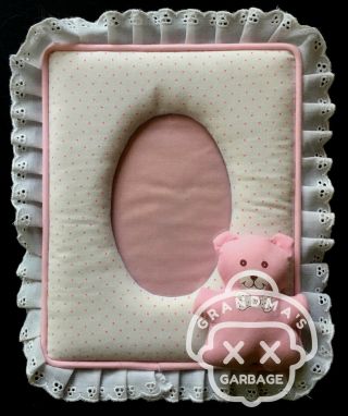 VTG Kawaii (Pink Teddy Bear Frame) Plush RUSS Lace Fairy Kei Baby 3.  5x5 1980 ' s 3