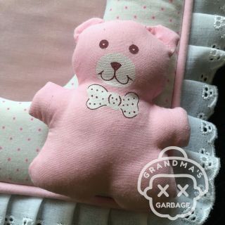 VTG Kawaii (Pink Teddy Bear Frame) Plush RUSS Lace Fairy Kei Baby 3.  5x5 1980 ' s 4