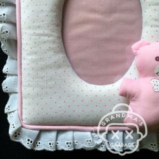VTG Kawaii (Pink Teddy Bear Frame) Plush RUSS Lace Fairy Kei Baby 3.  5x5 1980 ' s 5