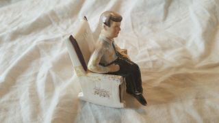 Vintage Ceramic John F.  Kennedy sitting in His Rocking Chair S & P Shakers 4