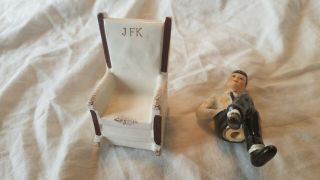 Vintage Ceramic John F.  Kennedy sitting in His Rocking Chair S & P Shakers 5